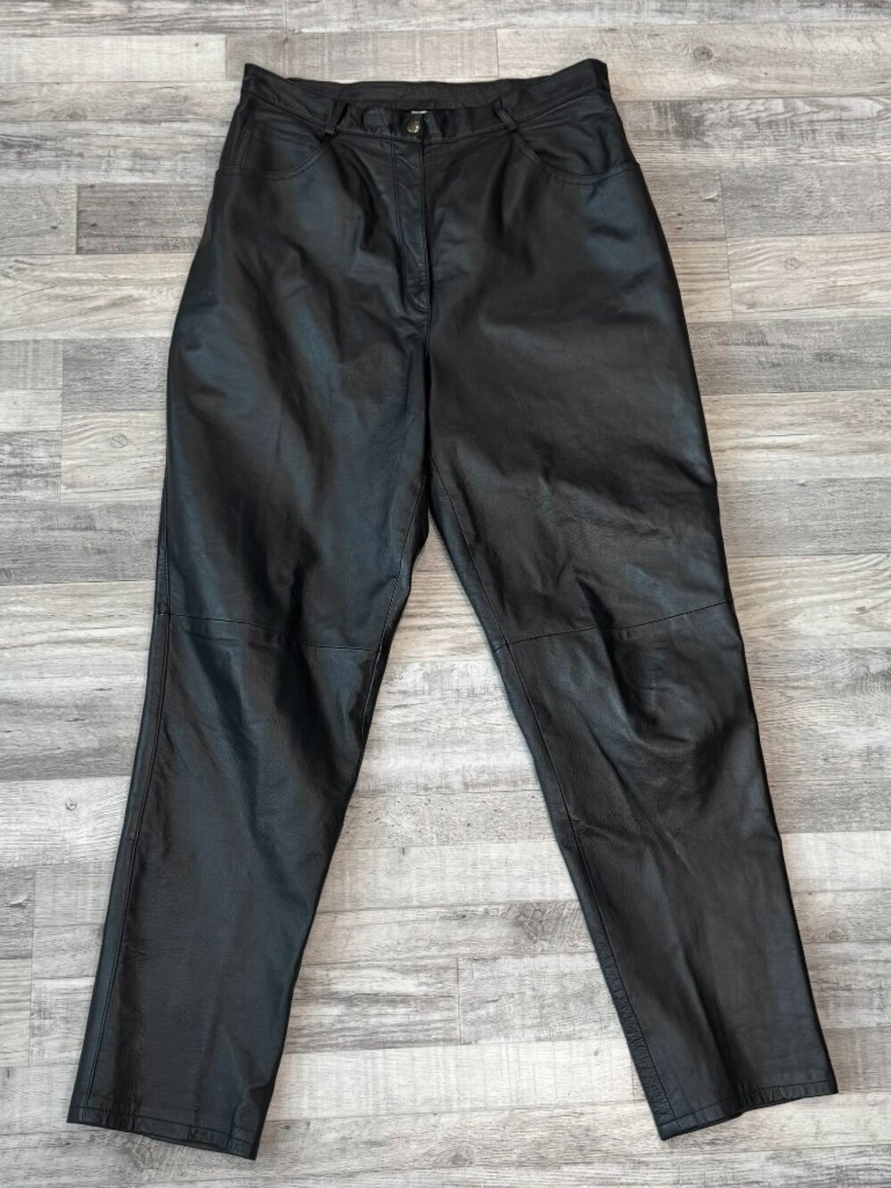 Newport News black 100% leather pants womens size 16 Best of Europe Biker H28